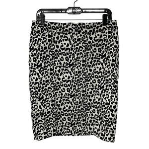 Ann Taylor Womens Black White Animal Print Straight Pencil Skirt Size 10 Career